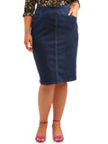 Plus Size Pull-On Denim Skirt P3868