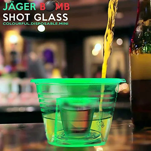 Neon Plastic 3.75oz Shot Glasses with 1oz Inner Shot Cups K5527