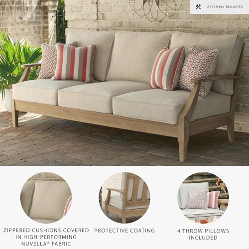 Beige Eucalyptus Patio Sofa with Cushion X443389