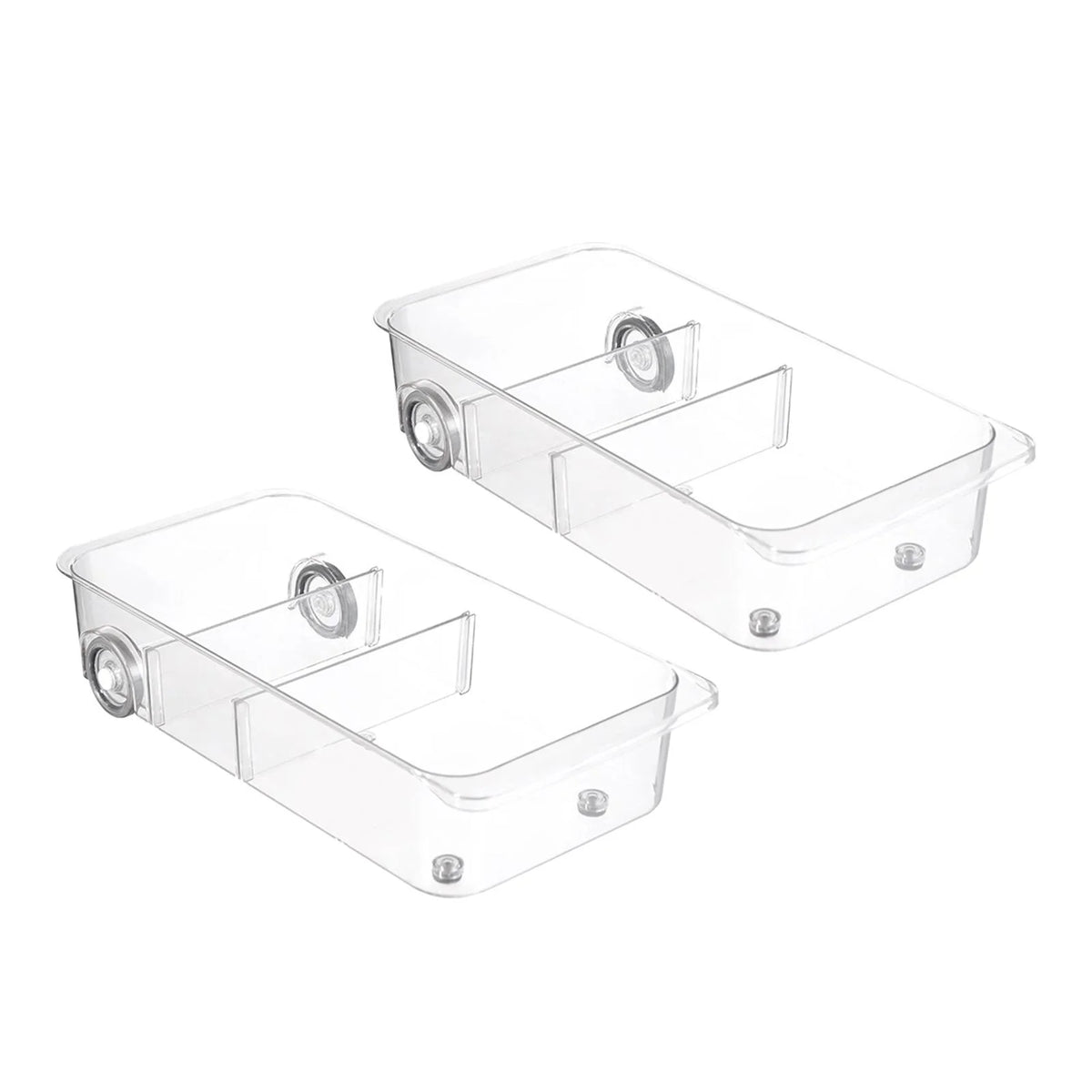 Clear Kitchen Pull Out Refrigerator Drawer Organizer Storage Bins 2 Piece J6515