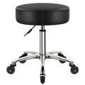 Heavy Duty Rolling Stool with Wheels Hydraulic Swivel Adjustable Ergonomic Thick Leather Seat Black W5144