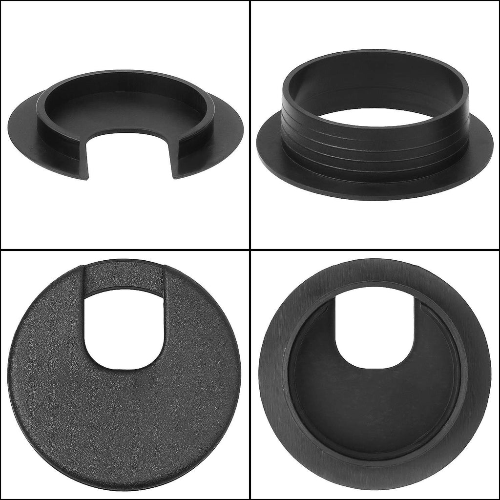 2 Desk Grommet Black, 30PACK Wire Cable Hole Cover PC Computer Desk Plastic Grommet Cord, Tidy Cable Wire Grommet for Office PC Computer Desk Cord Management, (50mm Mounting Hole Diameter) Pack of 2 F8749
