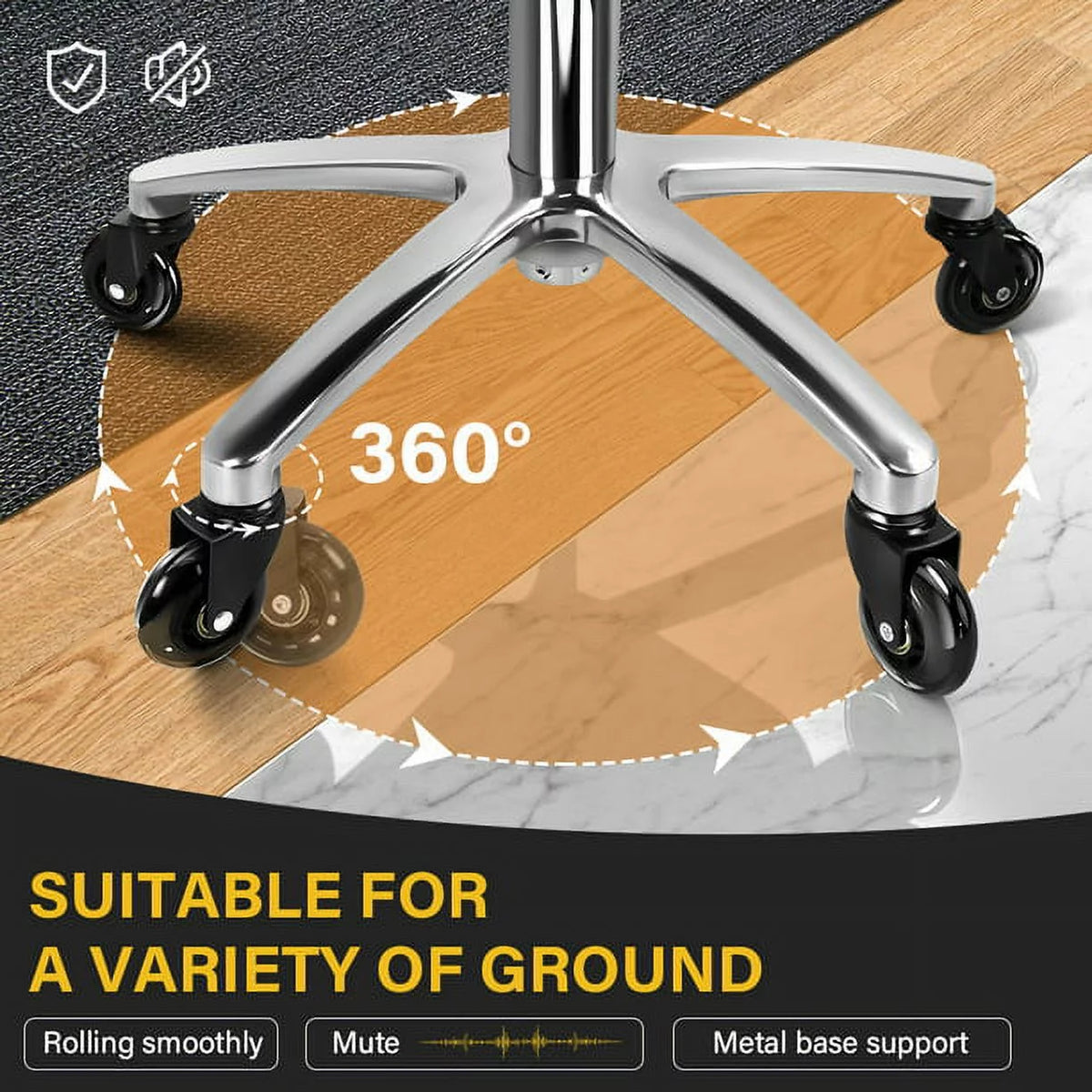 Heavy Duty Rolling Stool with Wheels Hydraulic Swivel Adjustable Ergonomic Thick Leather Seat Black W5144