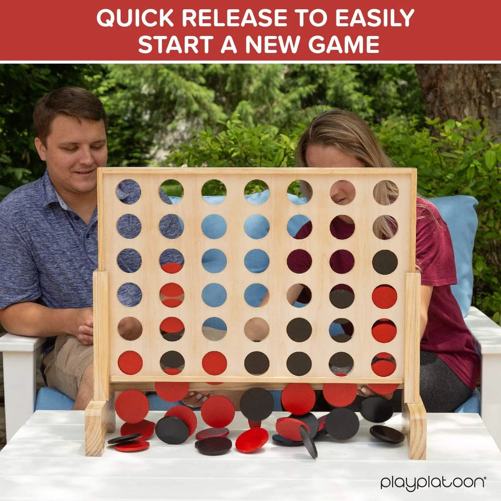 Wooden 4 in a Row Game with Coins, Case and Rules G33194
