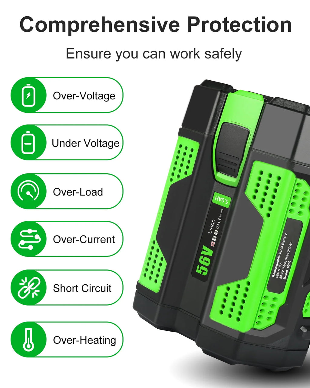 56V 5.0Ah Lithium Battery with Fuel Gauge K564