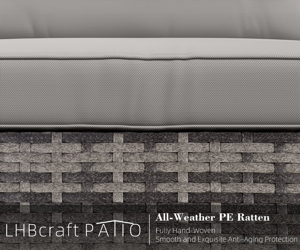 7 Piece PE Rattan Patio Sectional Sofa with Beige Cushions and Table A871