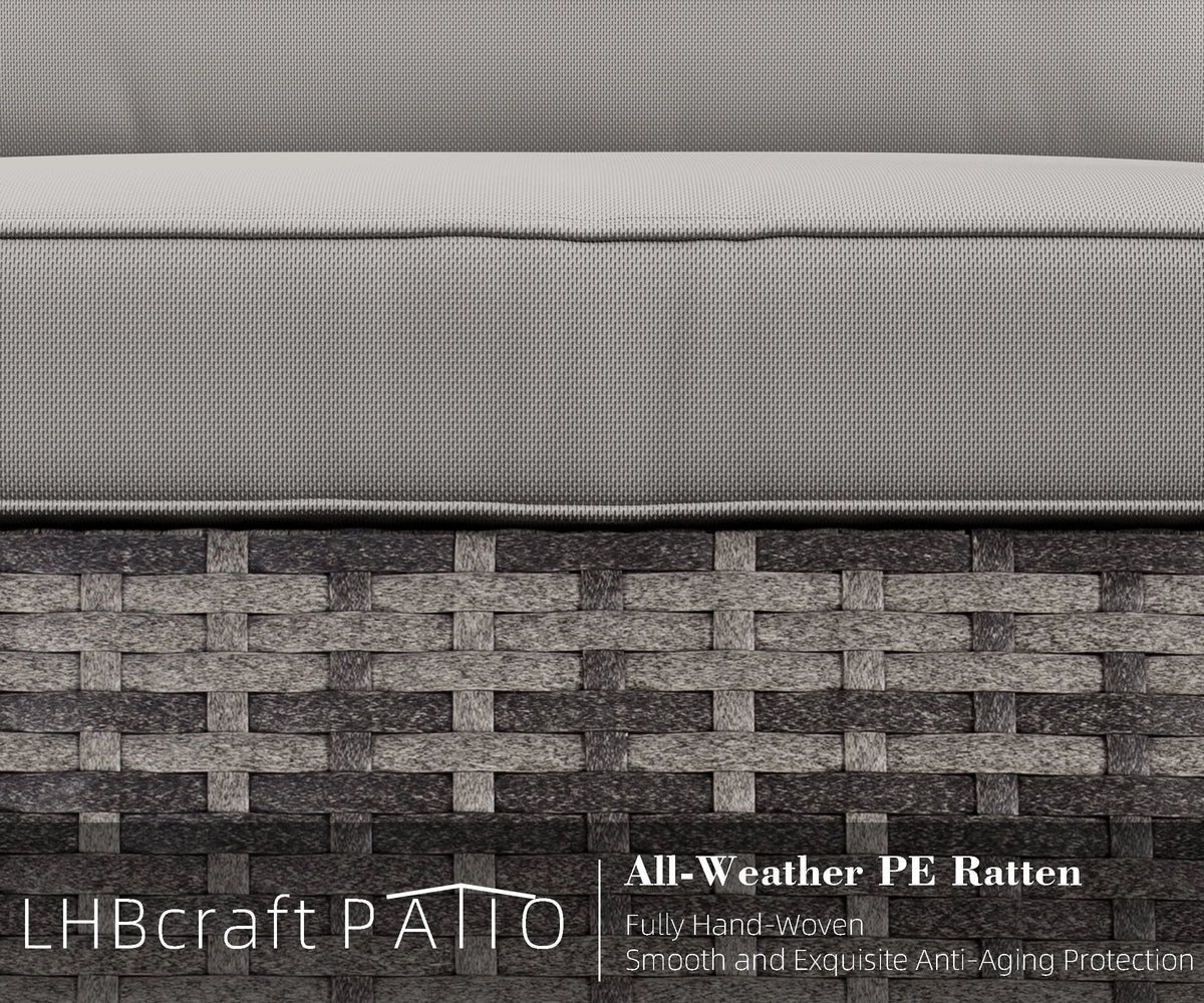7 Piece PE Rattan Patio Sectional Sofa with Beige Cushions and Table A871