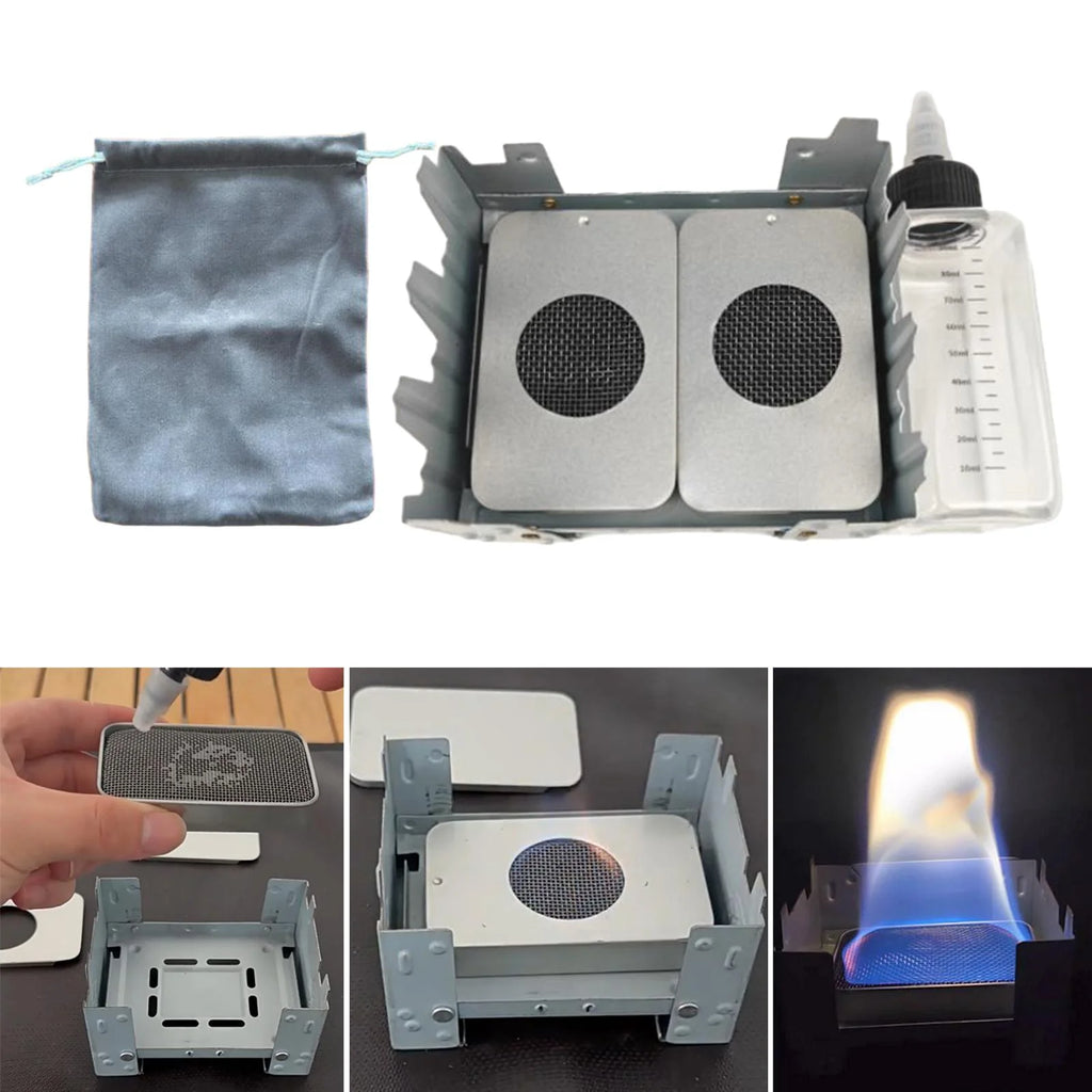 Liquid Fuel Camping Stove Set with Folded Stand Grill N76652