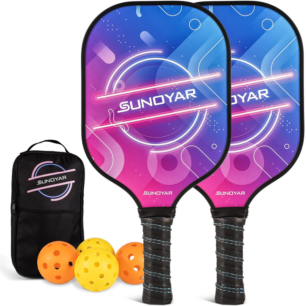 Fiberglass Pickleball Paddles Set of 2 with 4 Balls and 1 Bag R8662