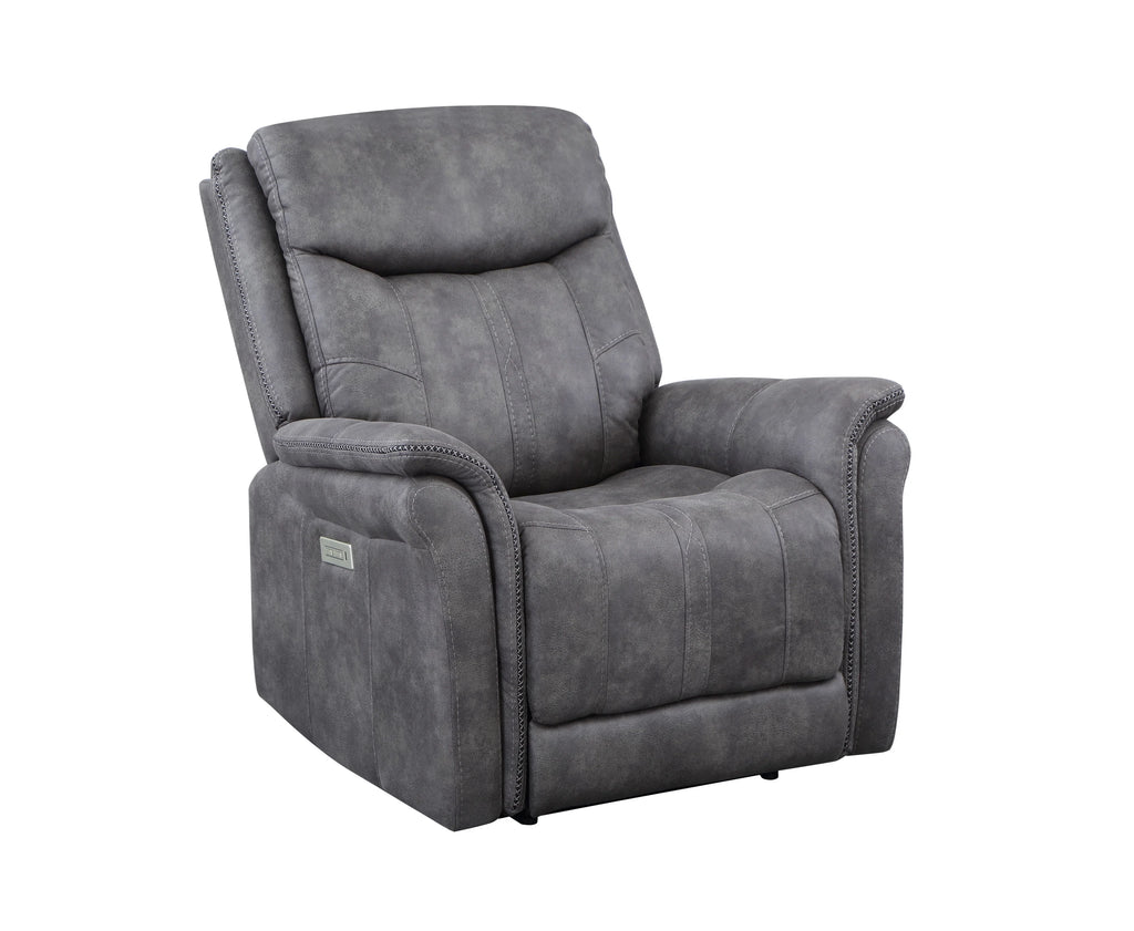 Cool Gray Microsuede Power Reclining Collection with USB Charging Port C14681