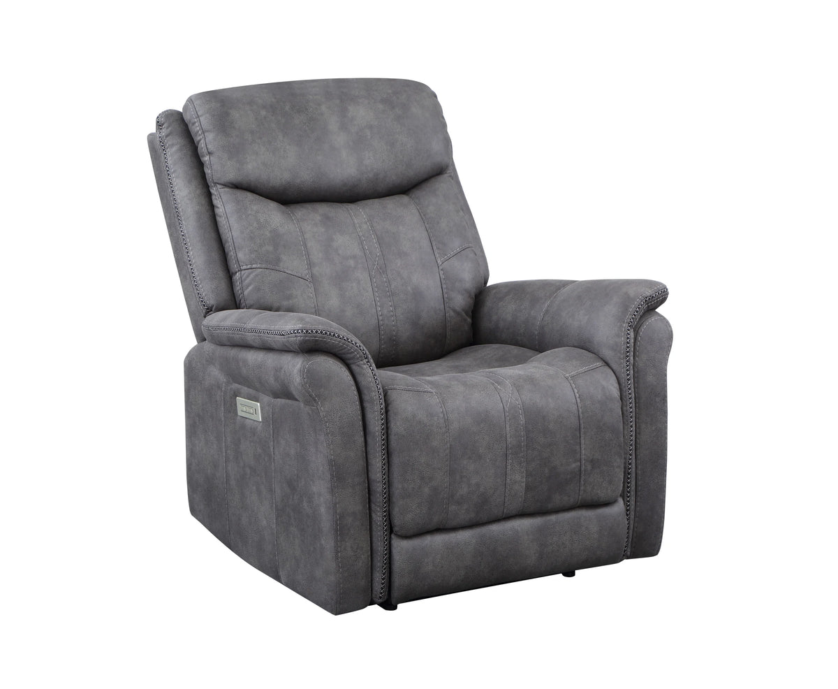 Cool Gray Microsuede Power Reclining Collection with USB Charging Port C14681