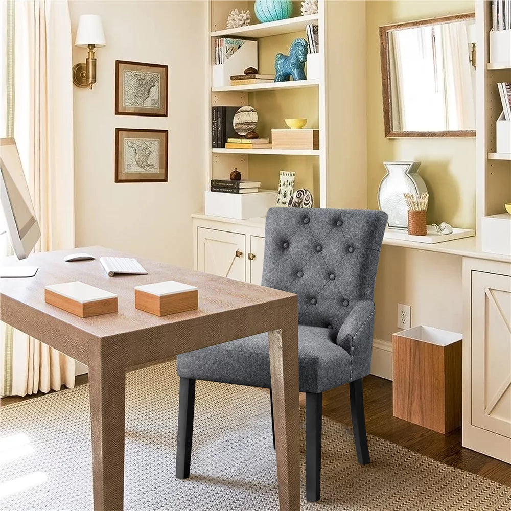 Set of 4 Gray Upholstered Dining Chairs Q365
