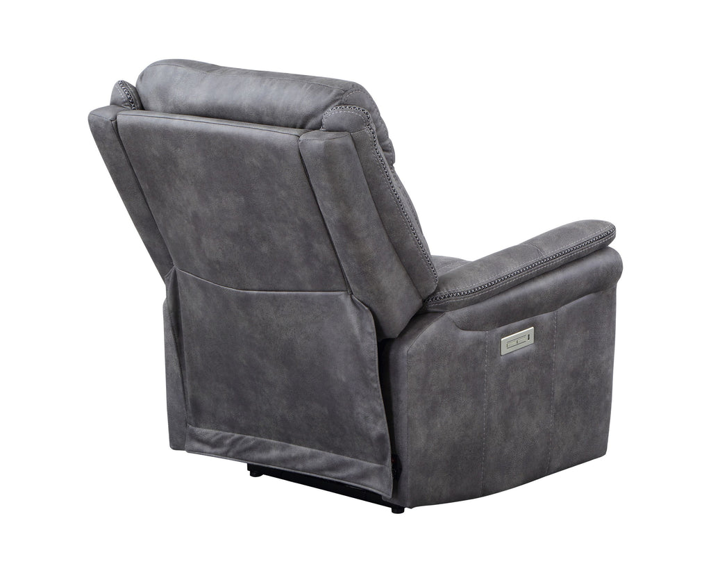 Cool Gray Microsuede Power Reclining Collection with USB Charging Port C14681