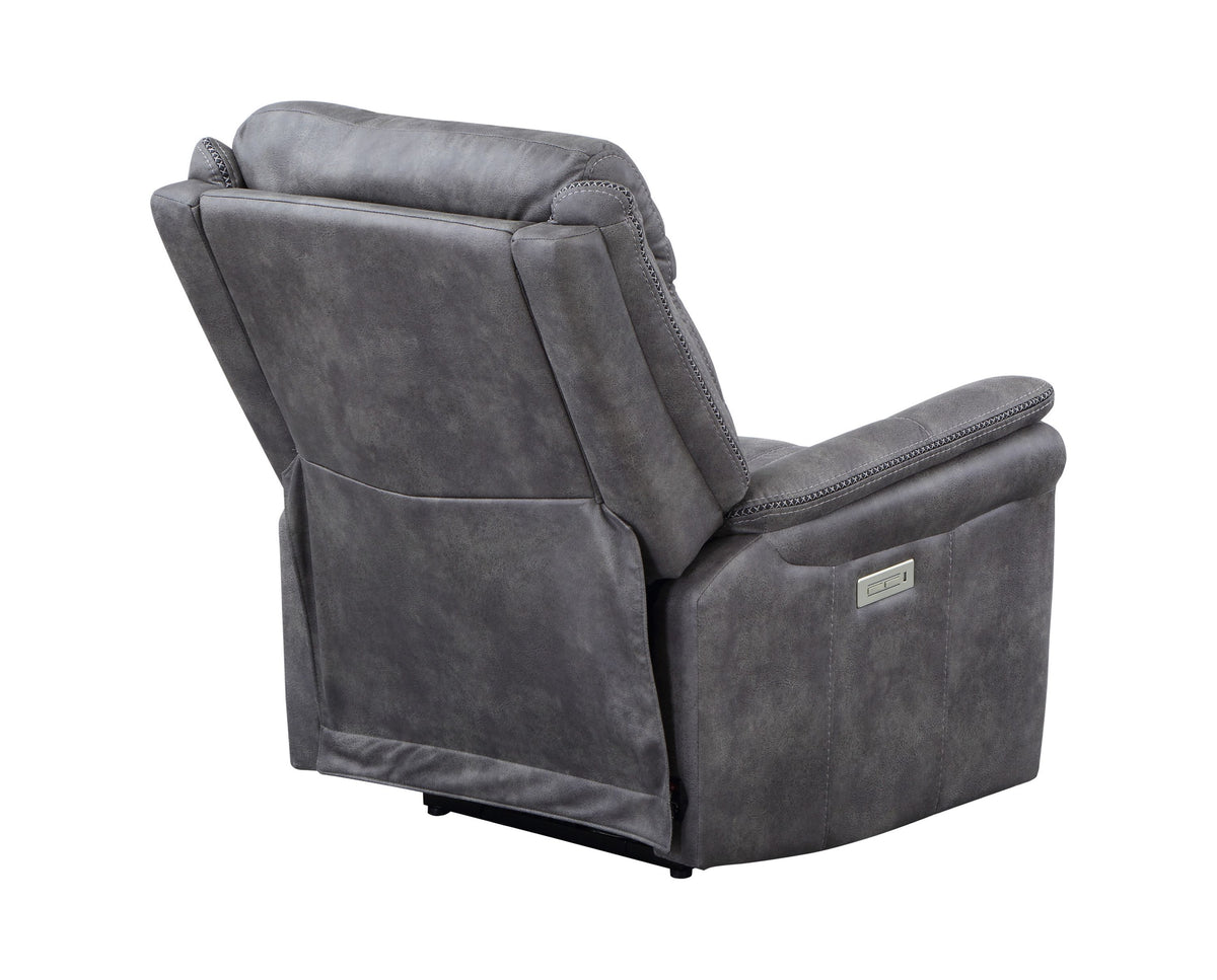 Cool Gray Microsuede Power Reclining Collection with USB Charging Port C14681