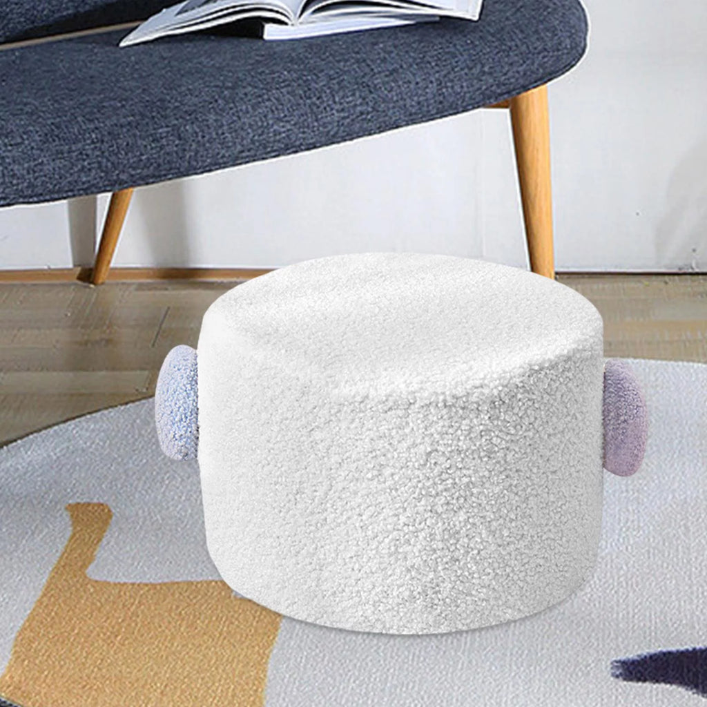 White Small Footstool Ottoman D297