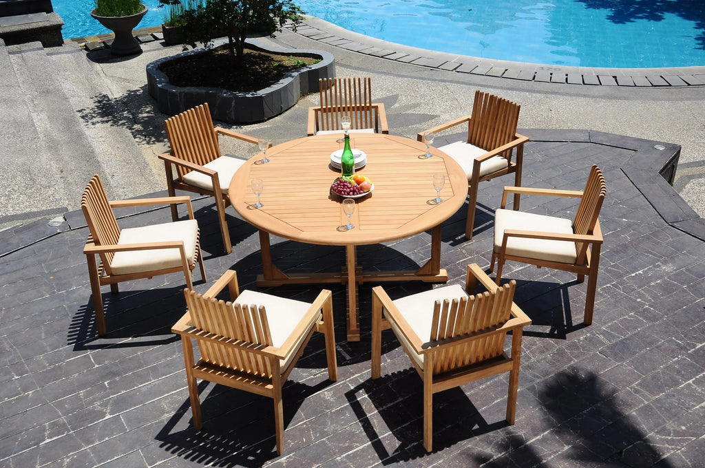Grade-A Teak 8 Pc 7 Seater Dining Set K934871