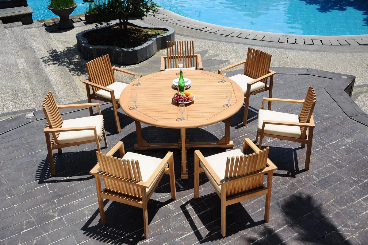 Grade-A Teak 8 Pc 7 Seater Dining Set K934871