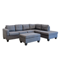 Grey L-Shaped Sectional with Ottoman O2923