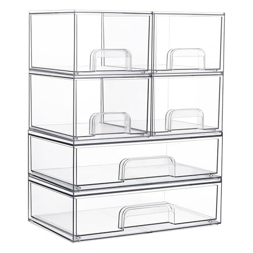 Clear Plastic Stackable Storage Drawers Set of 6 U2374