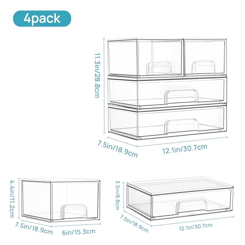 Clear Plastic Stackable Storage Drawers Set of 6 U2374