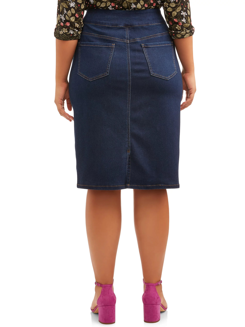 Plus Size Pull-On Denim Skirt P3868
