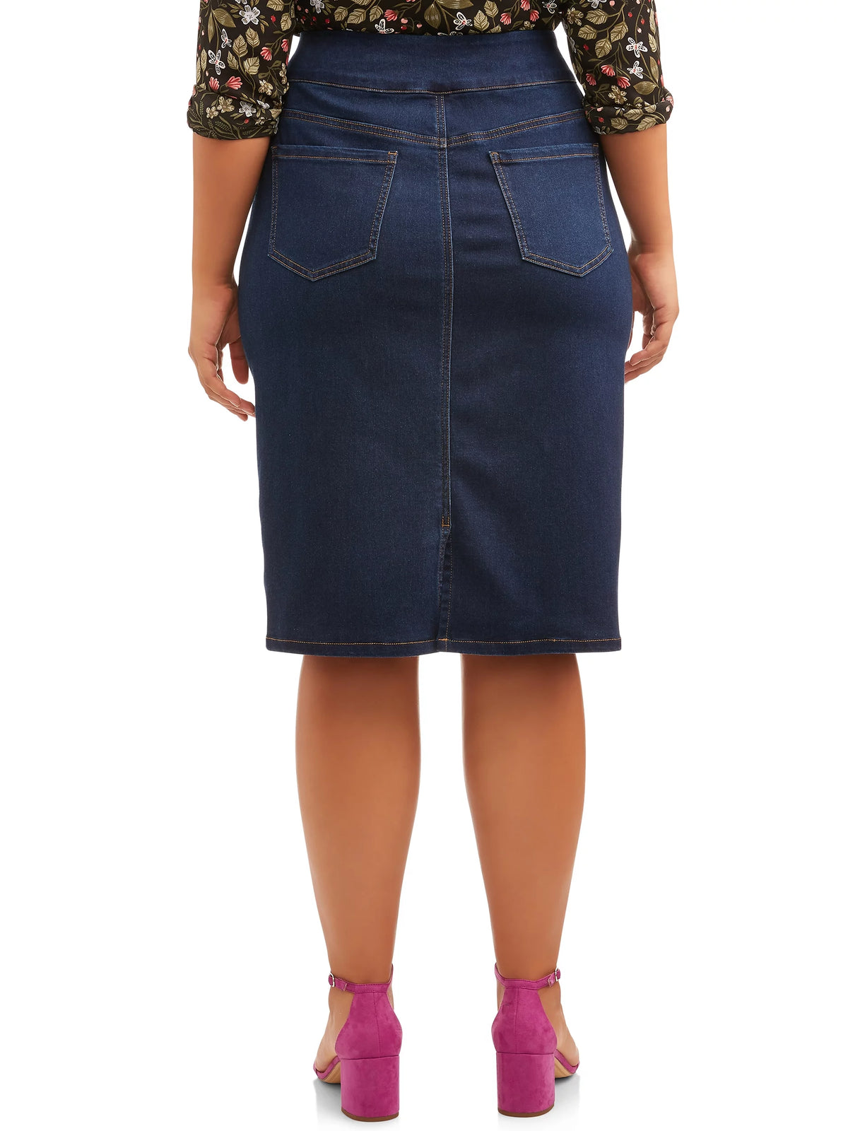Plus Size Pull-On Denim Skirt P3868