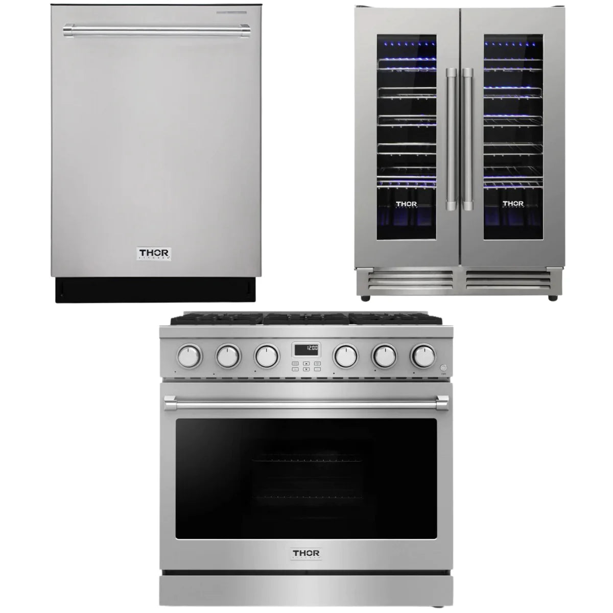 36 Gas Range, Dishwasher and Wine Cooler V5484