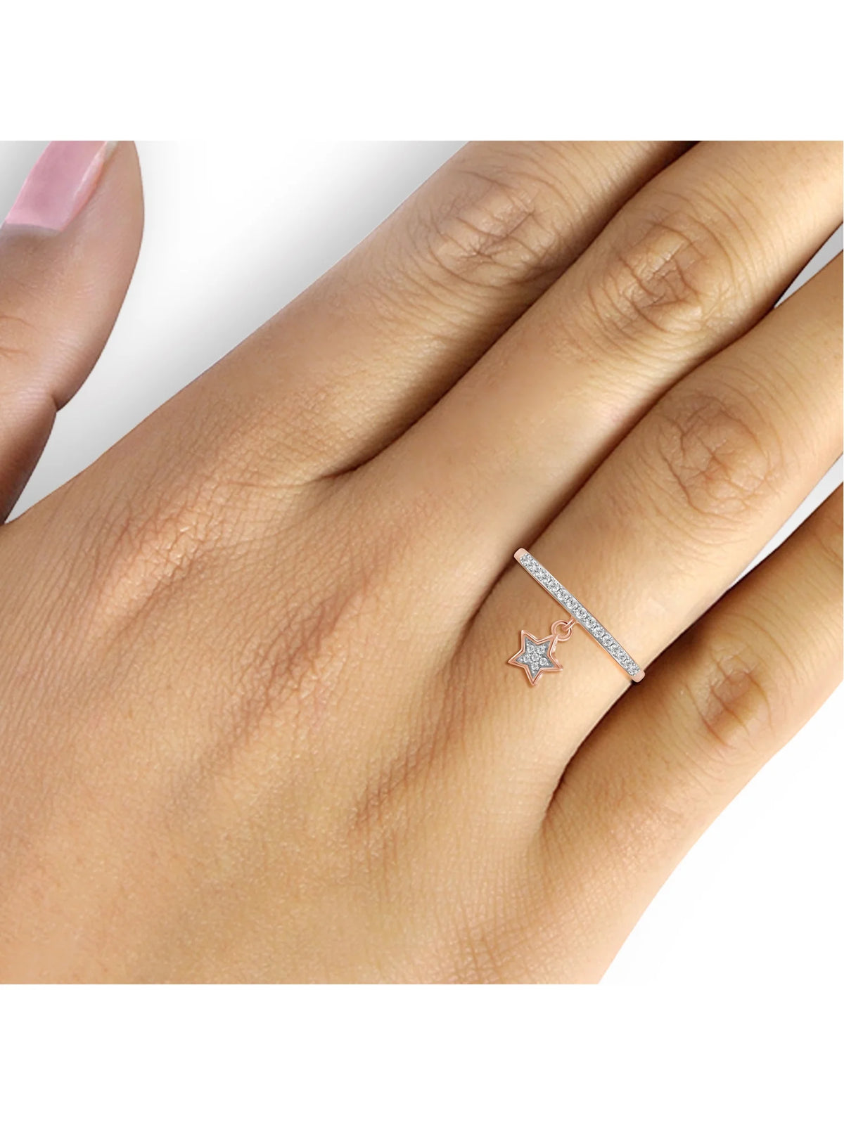 1/5 Carat White Diamond Ring Rose Gold Over Silver T4480