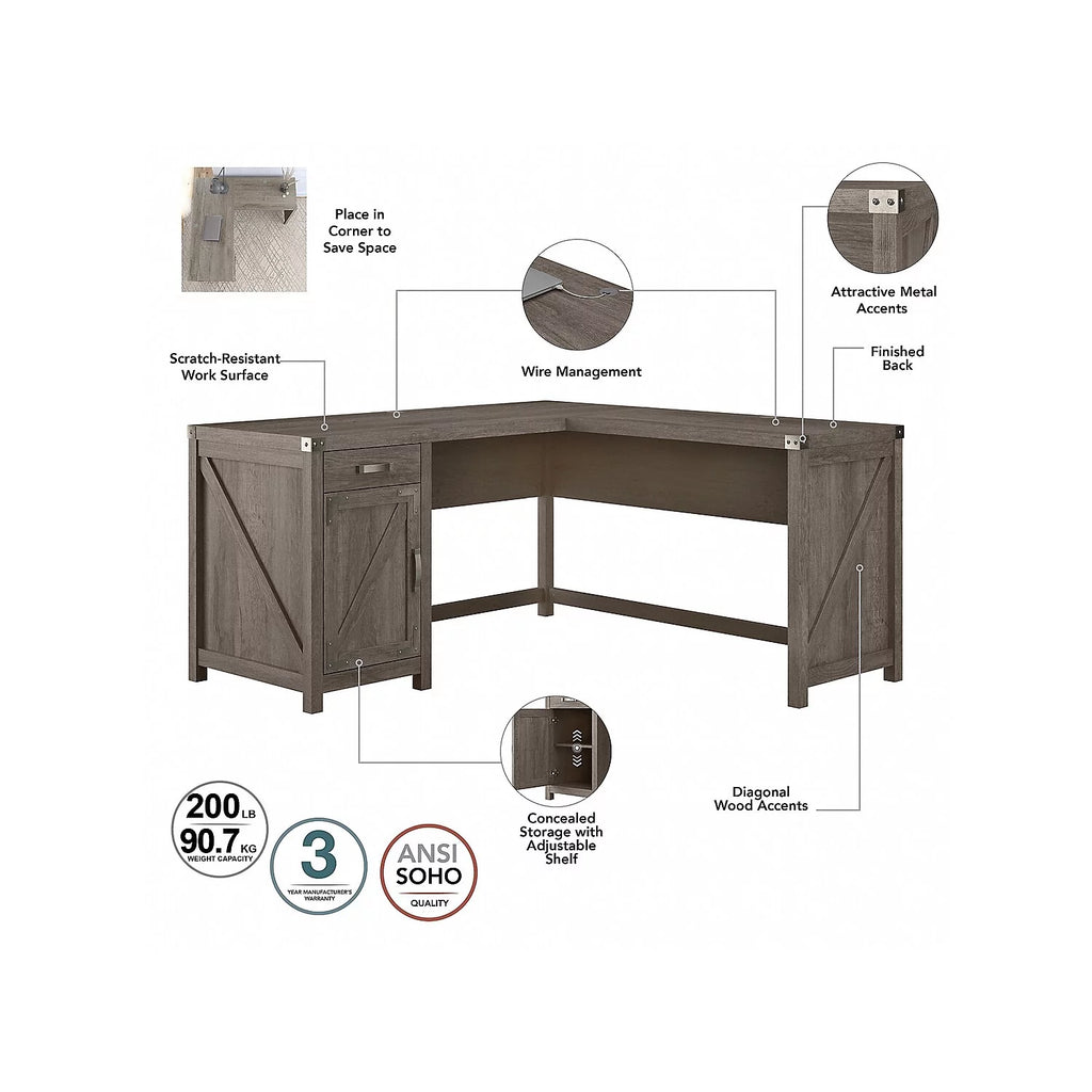 L Shaped Desk with Cabinet Y4917