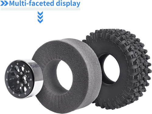 1.9 Beadlock Wheels and Tires for 1/10 RC Crawler, Soft Rubber with Foam Inserts, Set of 4 F8198