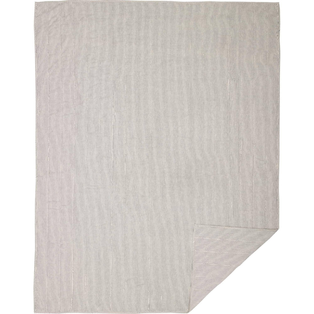 Blue Ticking Stripe King Quilt Coverlet F937