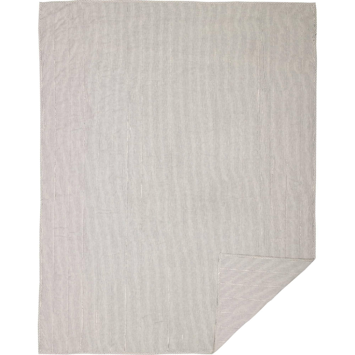 Blue Ticking Stripe King Quilt Coverlet F937