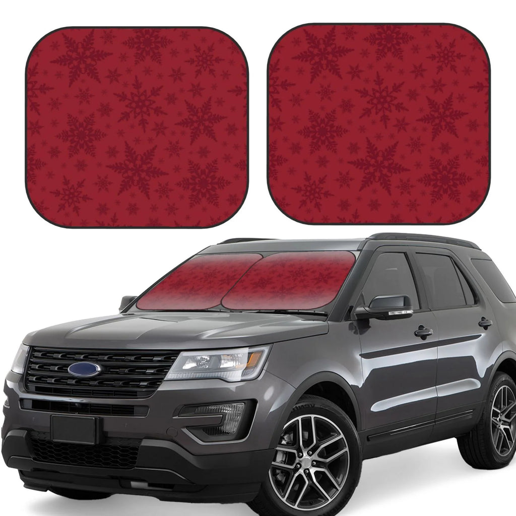 Christmas Red Snowflakes 2 Pack Foldable Car Windshield Sun Shade I345302