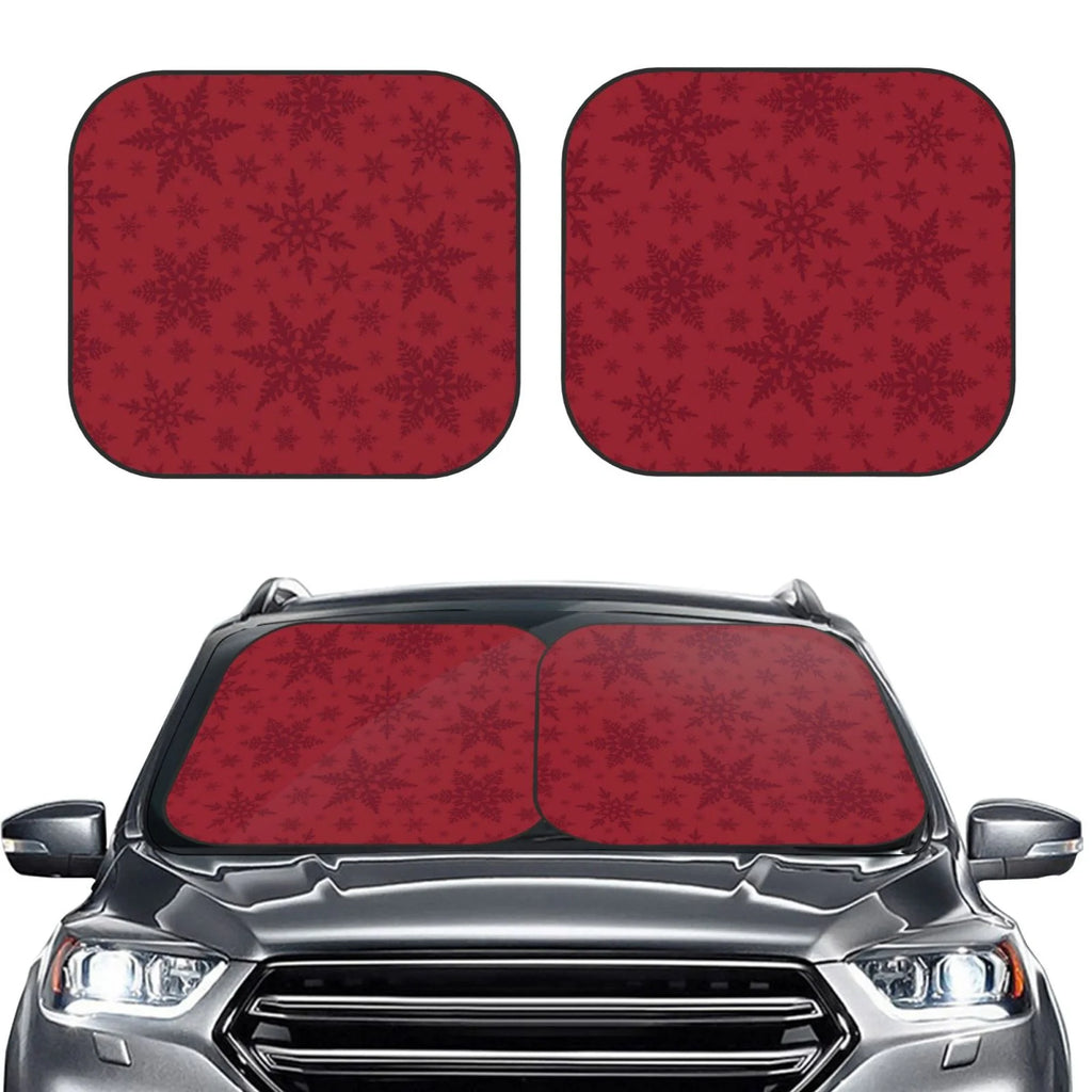 Christmas Red Snowflakes 2 Pack Foldable Car Windshield Sun Shade I345302