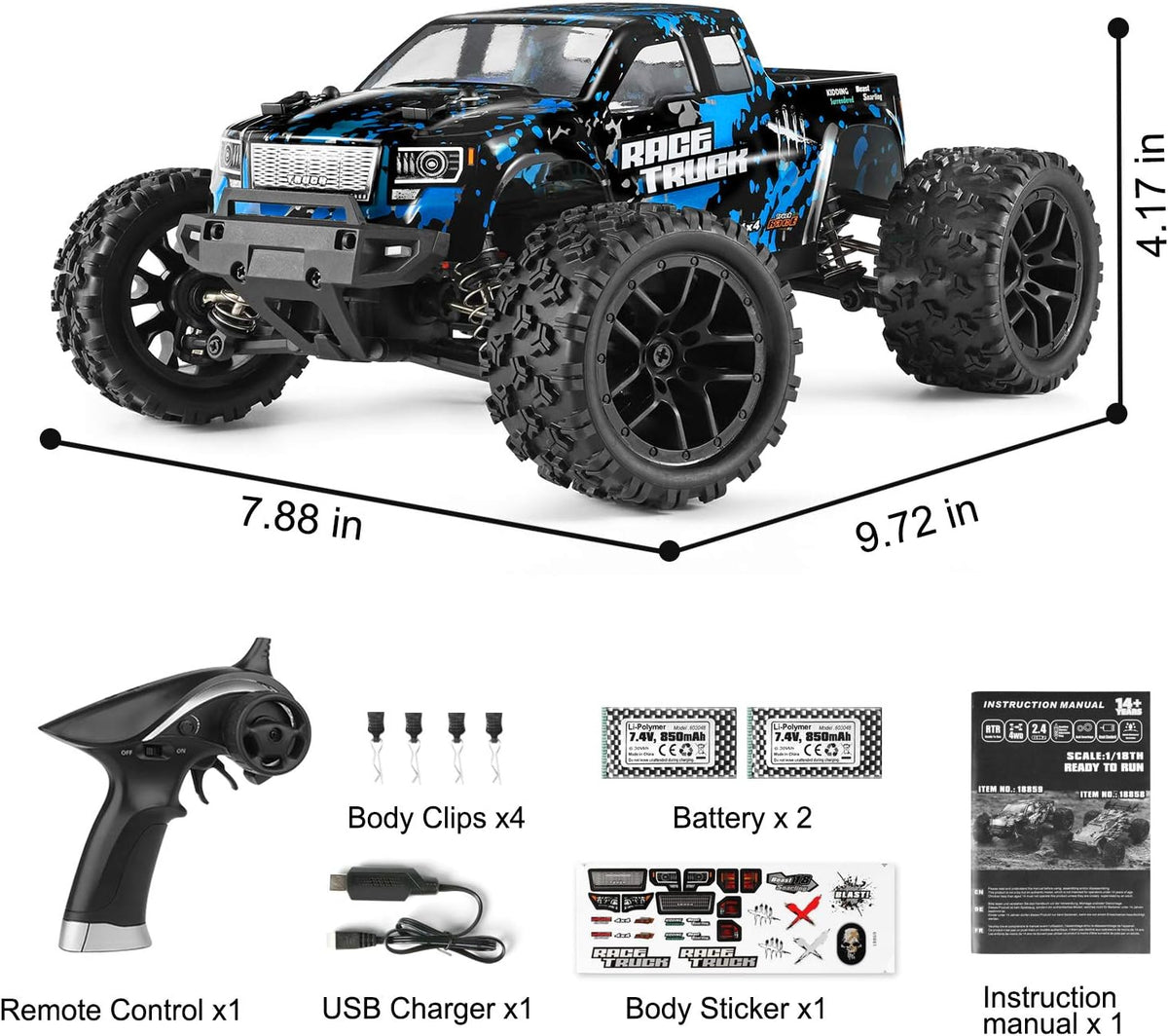 1/18 Scale 4WD RC Monster Truck I7978