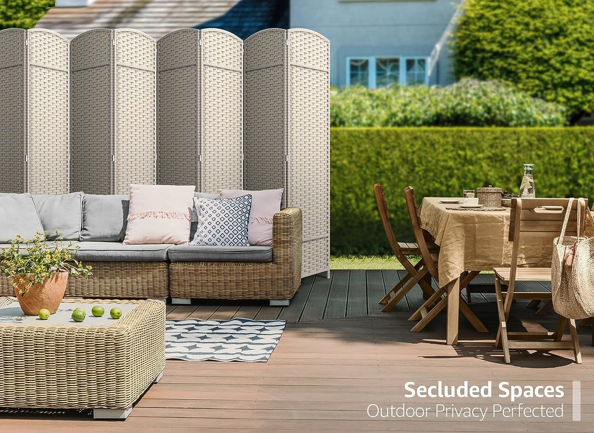 6 ft. Tall Extra Wide Beige Folding Privacy Screen G587482