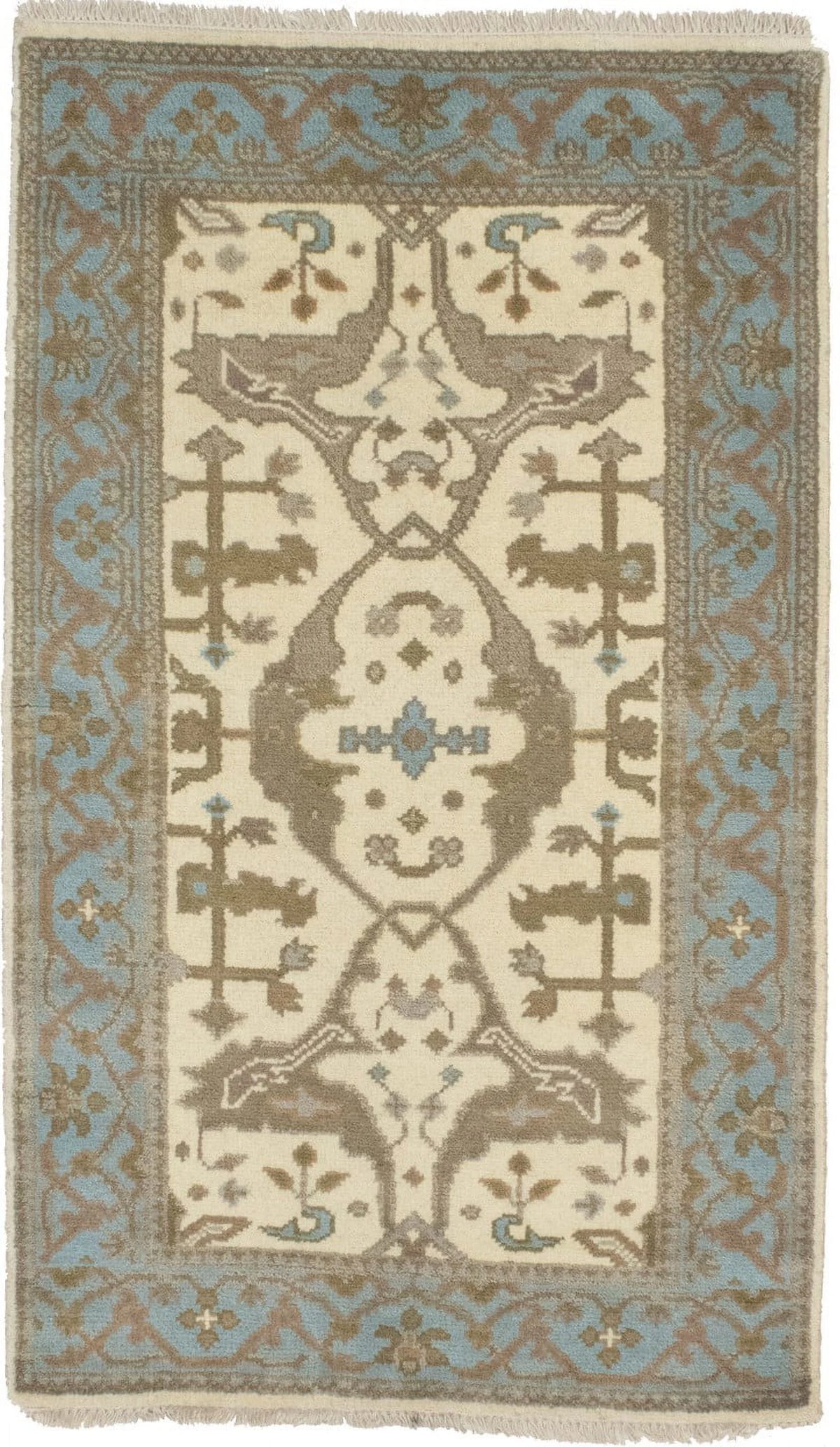 Cream Floral 3X5 Oriental Rug X61951