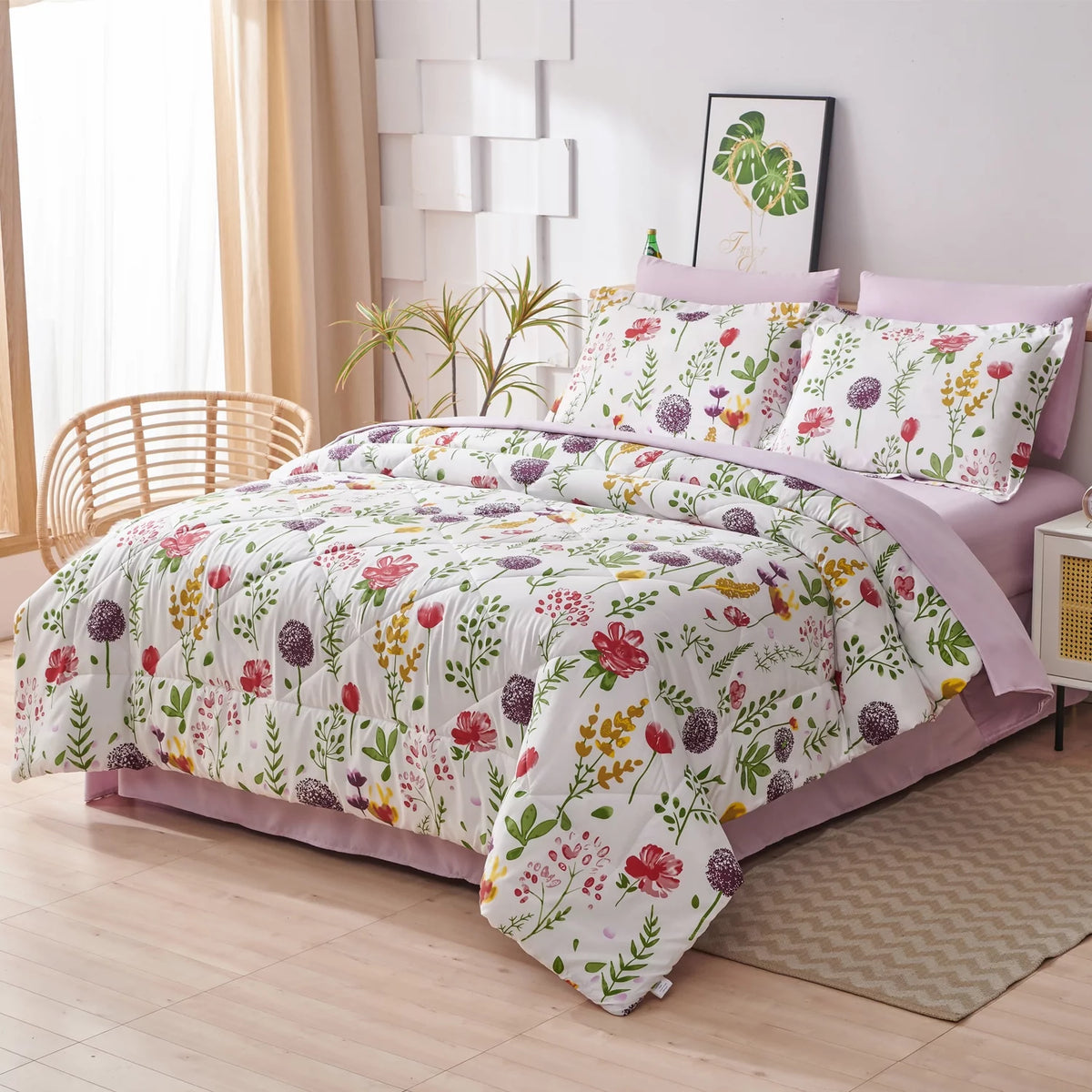 7 Pcs Floral Comforter Set Queen/Full Size S582