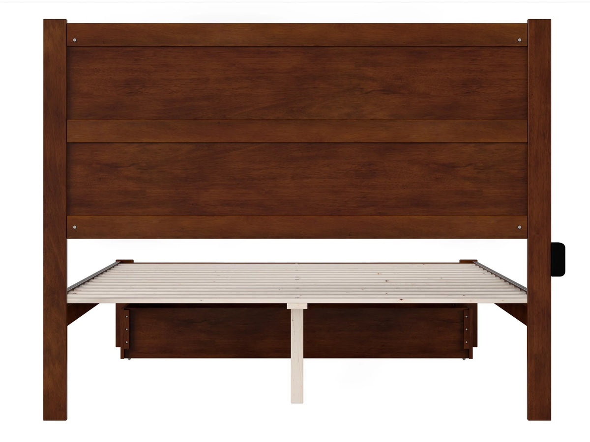 Queen Wood Platform Bed Frame with Foot Drawer Storage S319