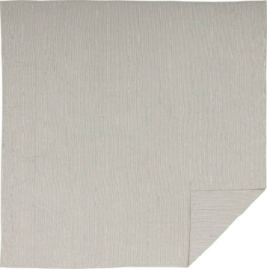 Blue Ticking Stripe King Quilt Coverlet F937