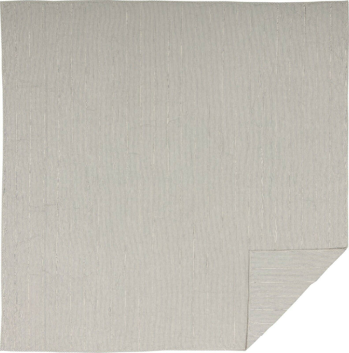 Blue Ticking Stripe King Quilt Coverlet F937