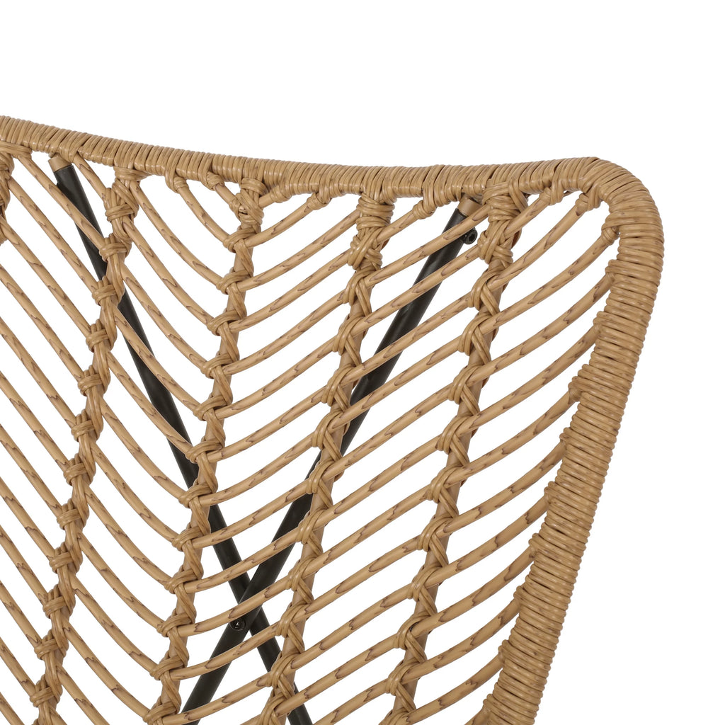 Wicker Outdoor Accent Chairs, Set of 2, Light Brown and Black Y263839
