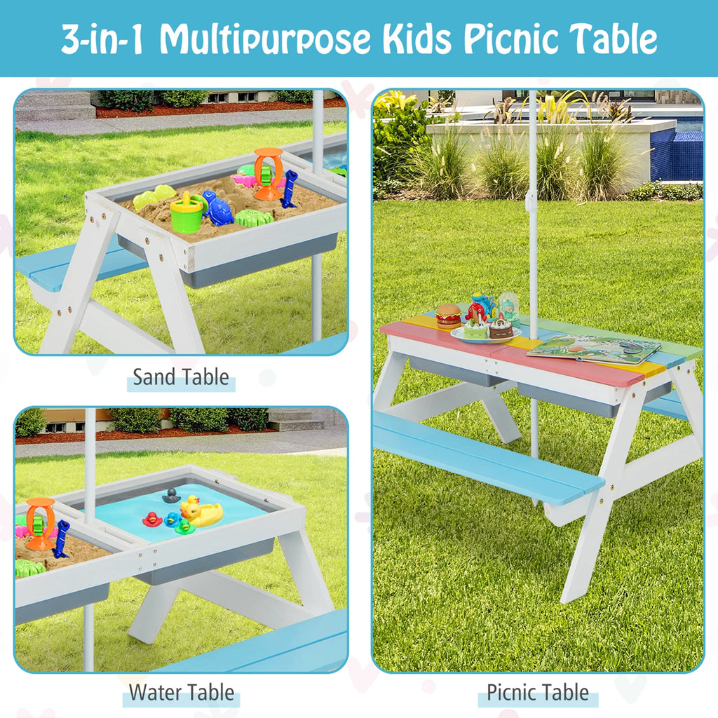 Kids Picnic Table with Umbrella Green G8291