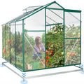 8x6FT Polycarbonate Walk in Greenhouse with Window & Sliding Door X432260