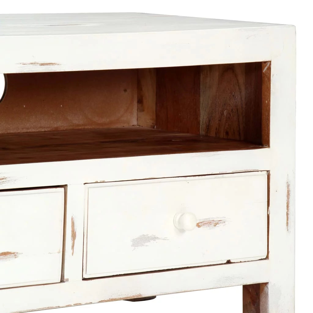 White Solid Acacia Wood TV Cabinet S218354
