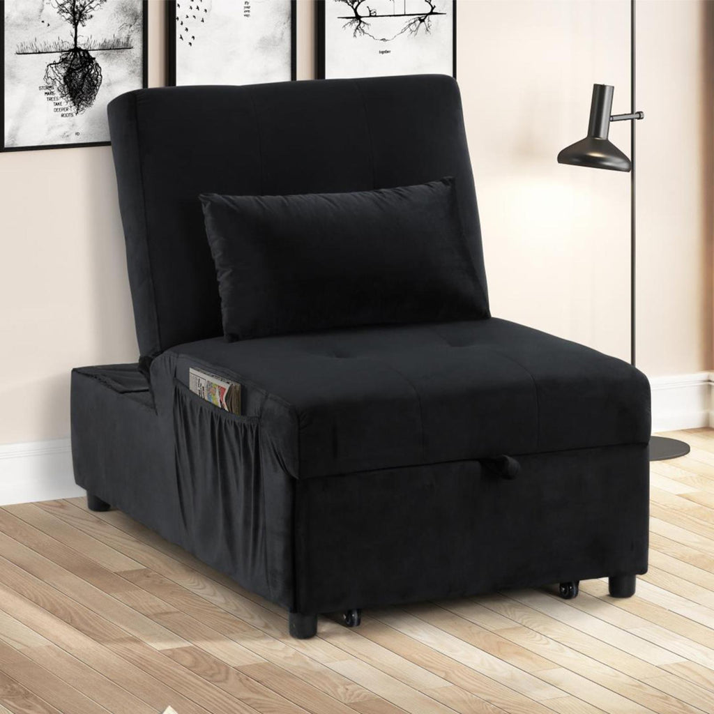 Gray Velvet Adjustable Sleeper Lounge Chaise I43426