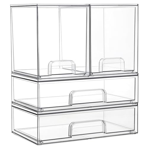 Clear Plastic Stackable Storage Drawers Set of 6 U2374