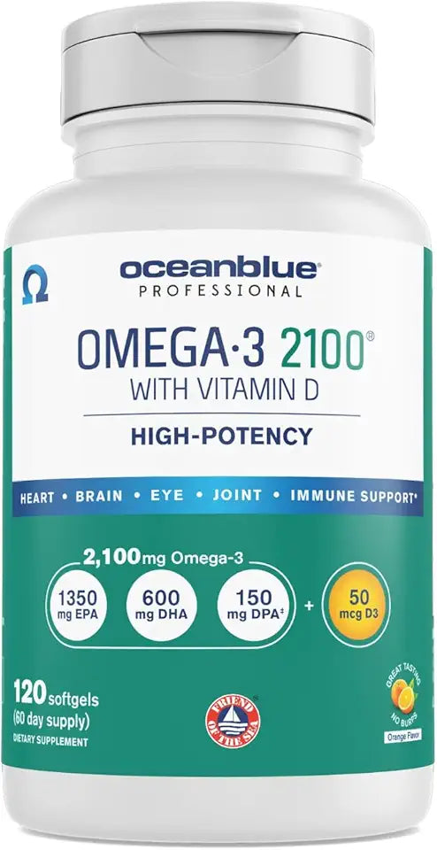 120 ct Triple Strength Orange Flavor Fish Oil Supplement with Vitamin D3 V634