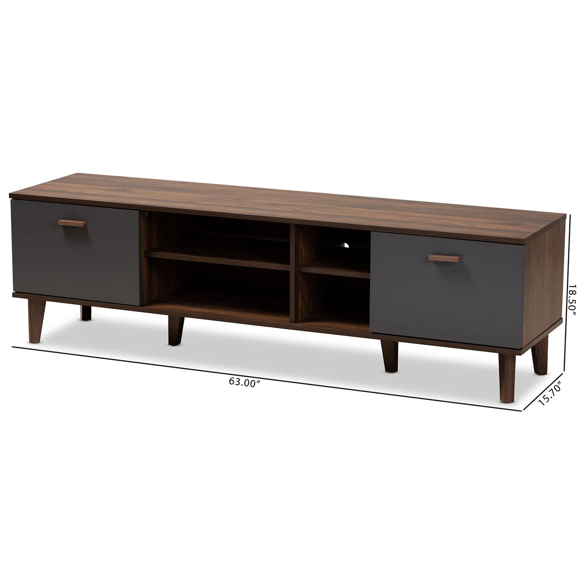 Walnut Brown and Grey Finished Wood TV Stand E468779