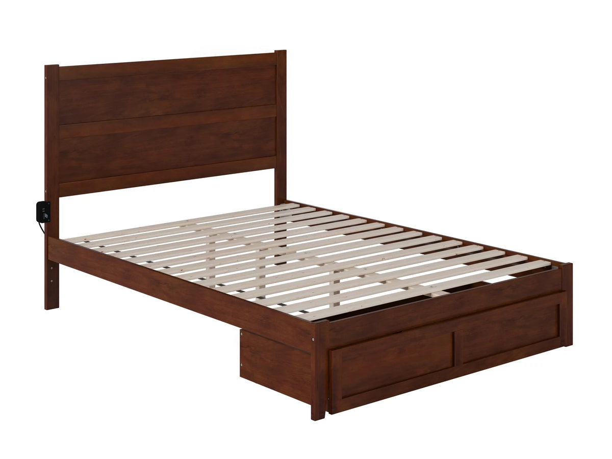 Queen Wood Platform Bed Frame with Foot Drawer Storage S319